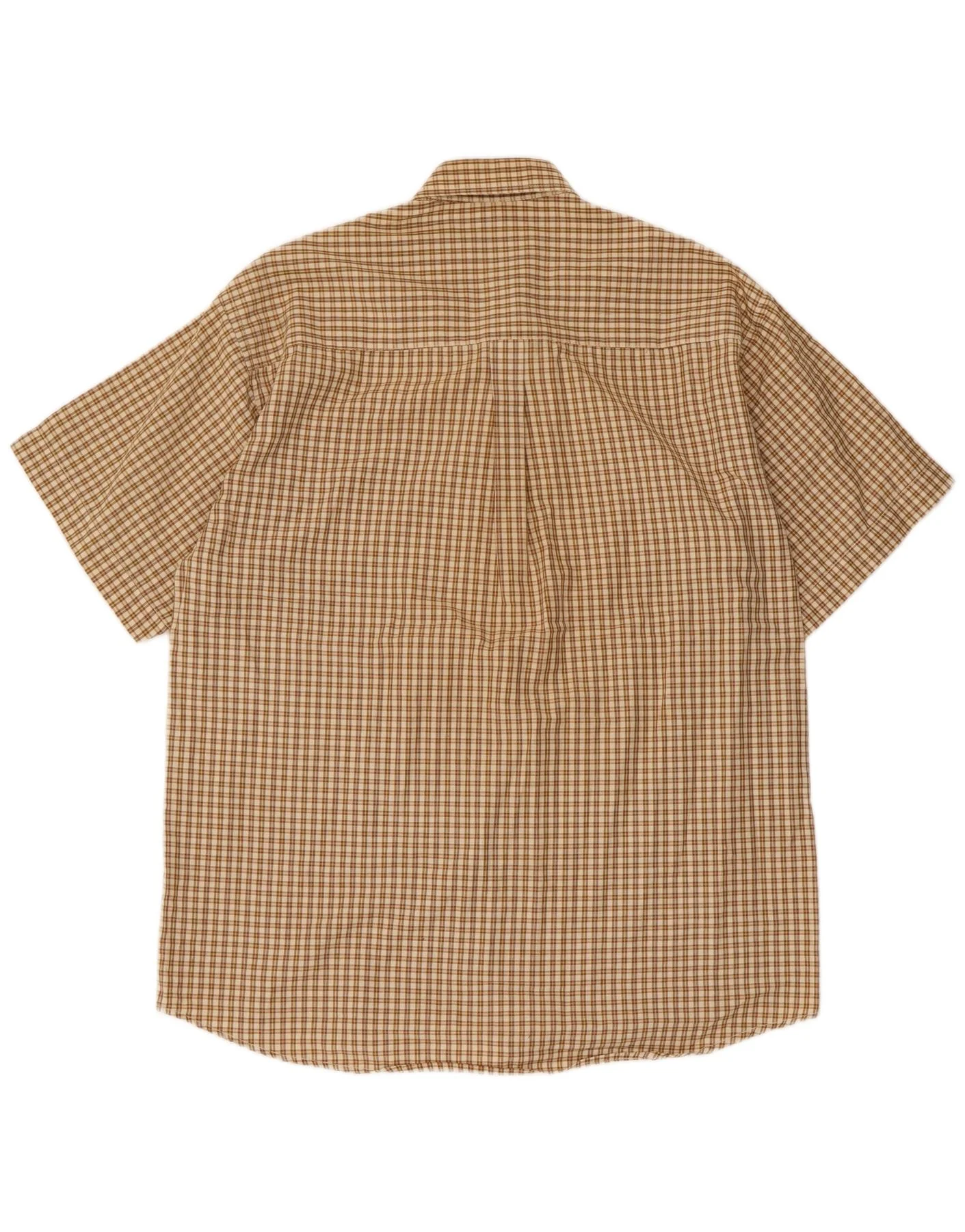 Lacoste Mens Short Sleeve Shirt Size 41 Large Beige Check Cotton - Image 2