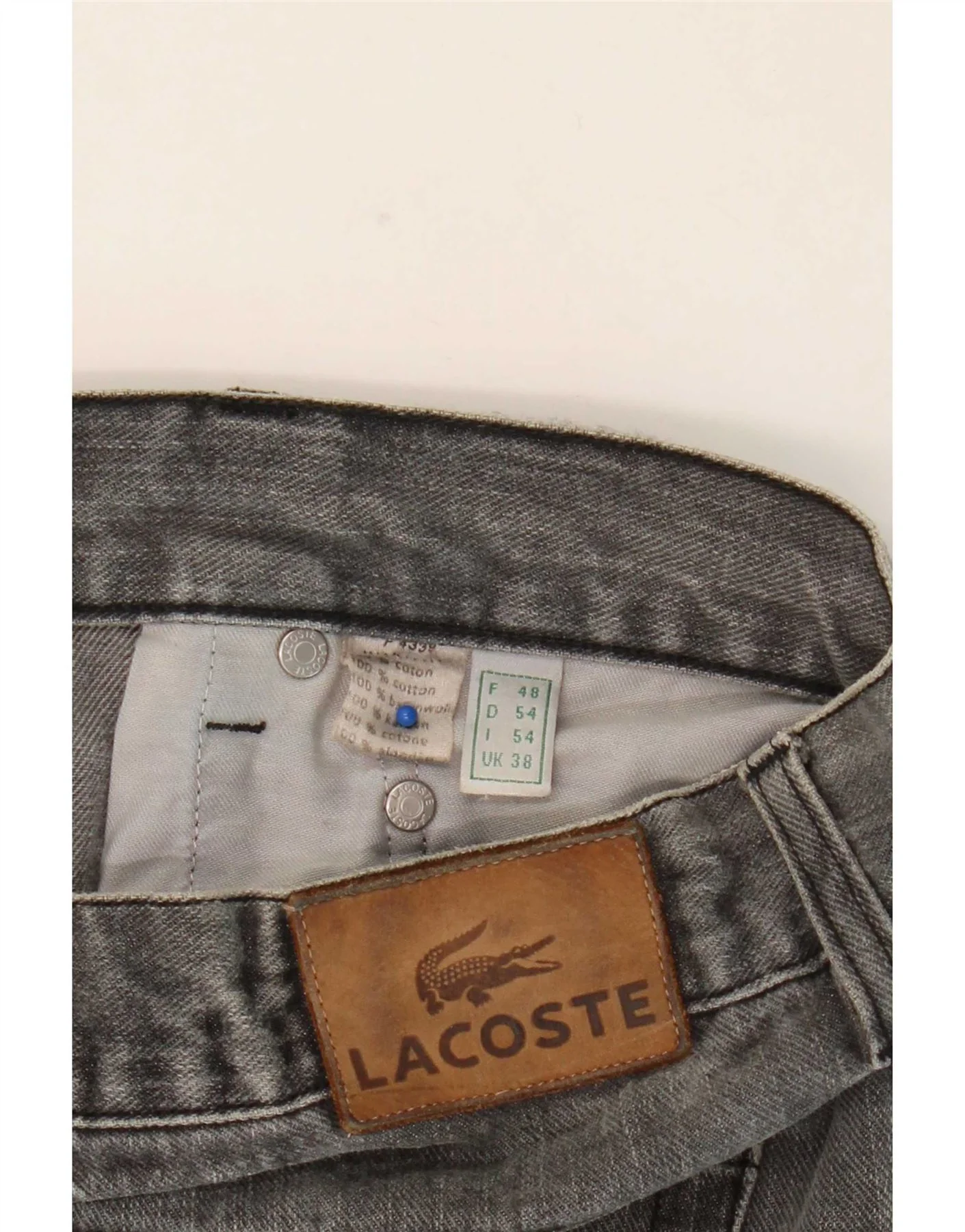 Lacoste Mens Straight Jeans Size 48 XL W38 L26 Grey Cotton - Image 4