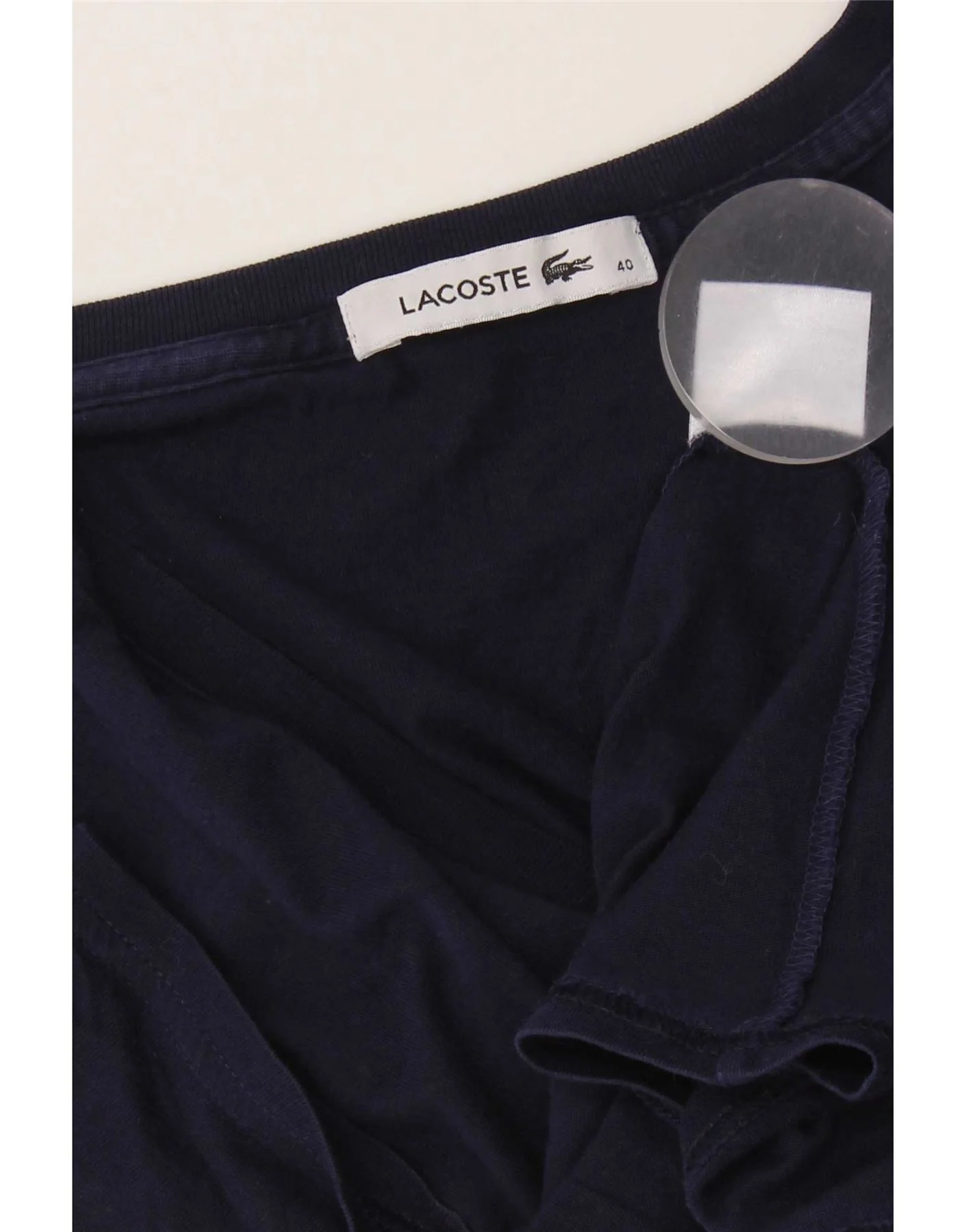 Lacoste Womens T-Shirt Top Size 40 Medium Navy Blue Cotton - Image 3