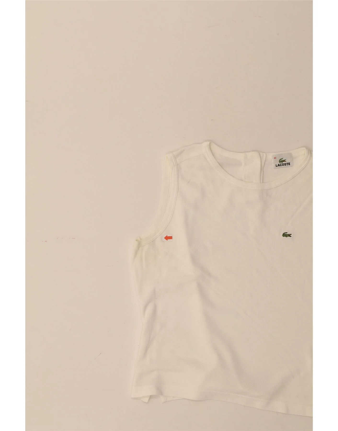 LACOSTE Womens Vest Top Size 44 Large White Cotton - Image 3