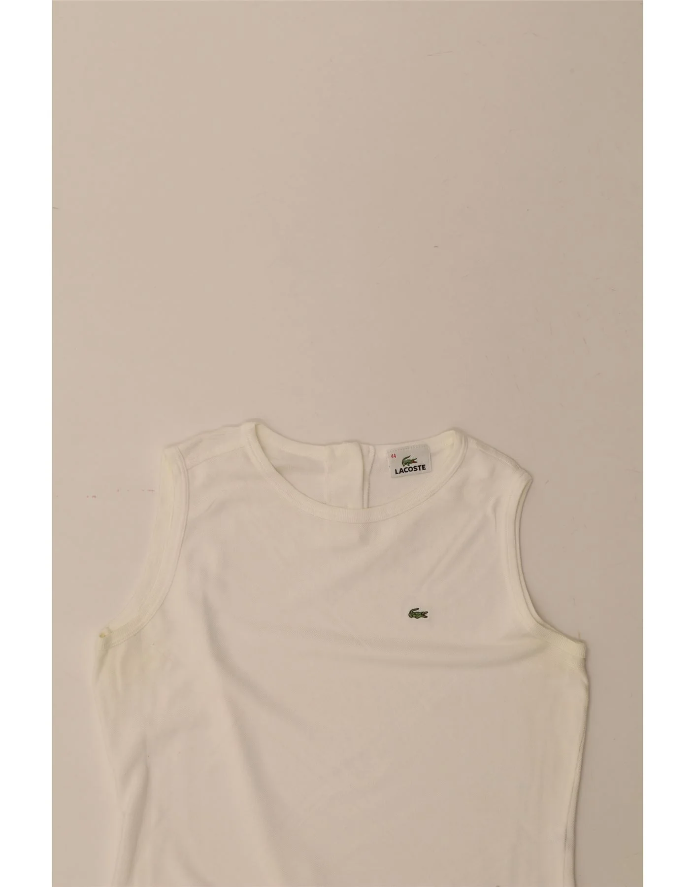 LACOSTE Womens Vest Top Size 44 Large White Cotton - Image 4