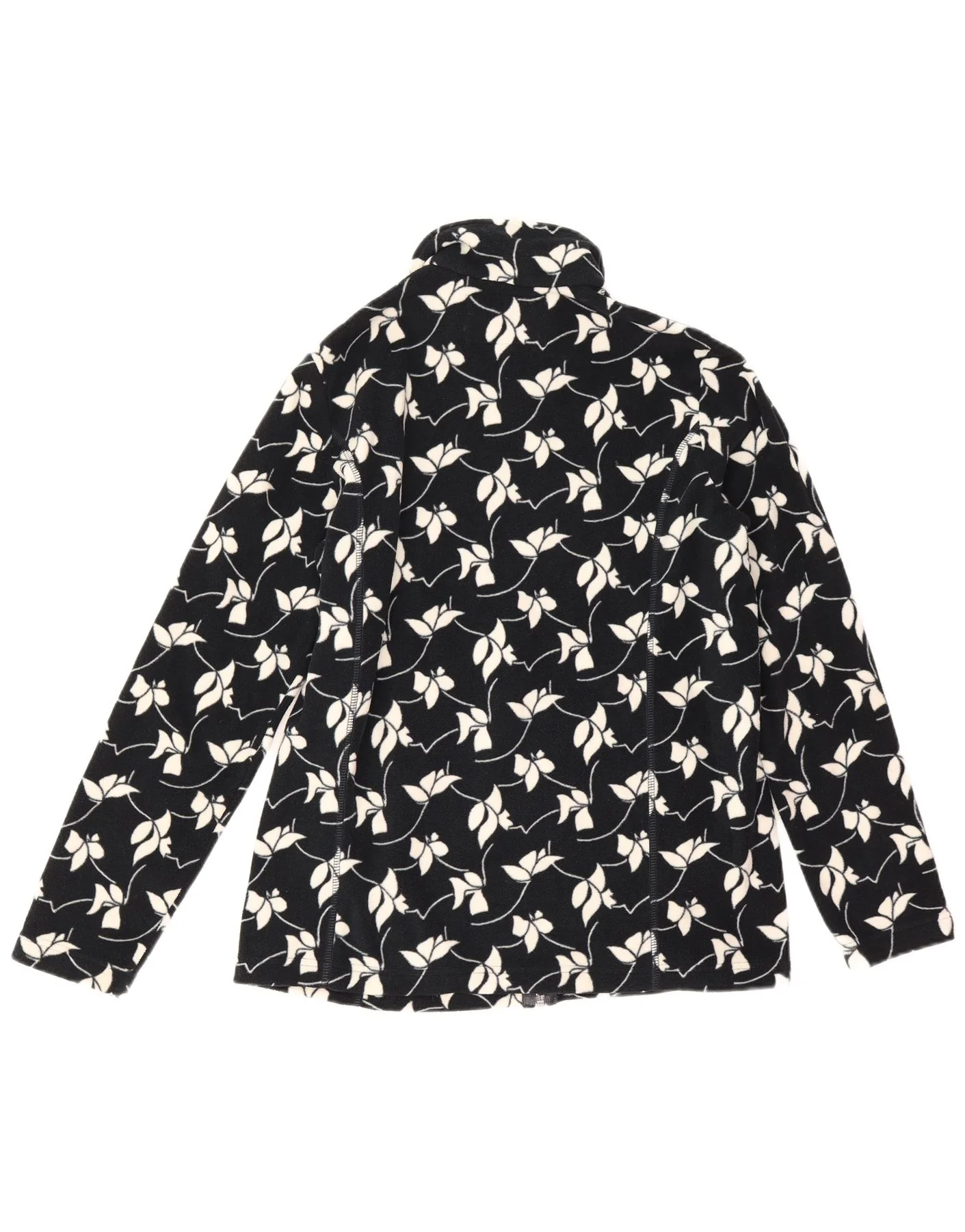 Lands End Womens Fleece Jacket UK 14 Medium Navy Blue Floral Polyester - Image 2