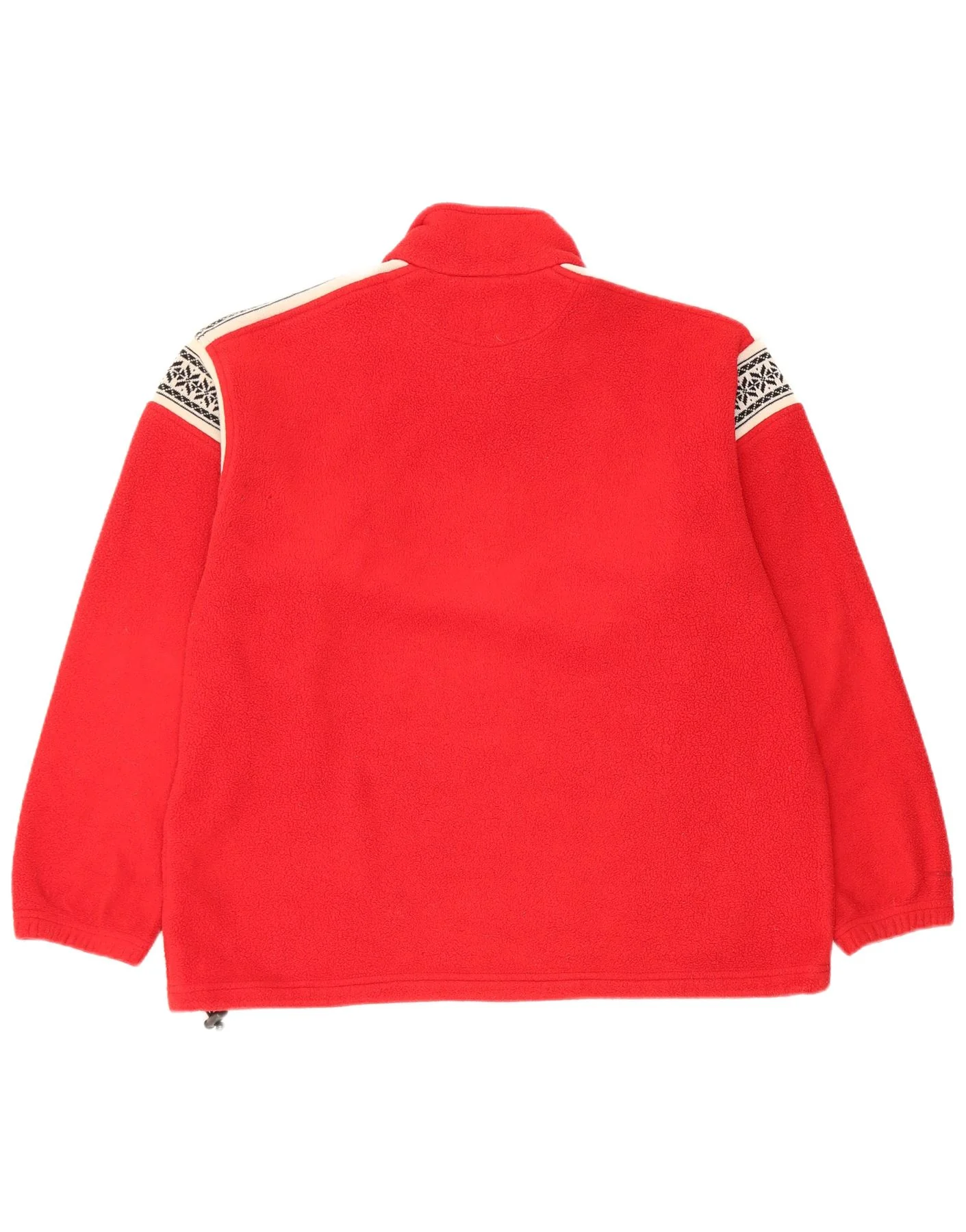Lands End Womens Zip Neck Fleece Jumper UK 10/12 Medium Red Fair Isle - Image 2