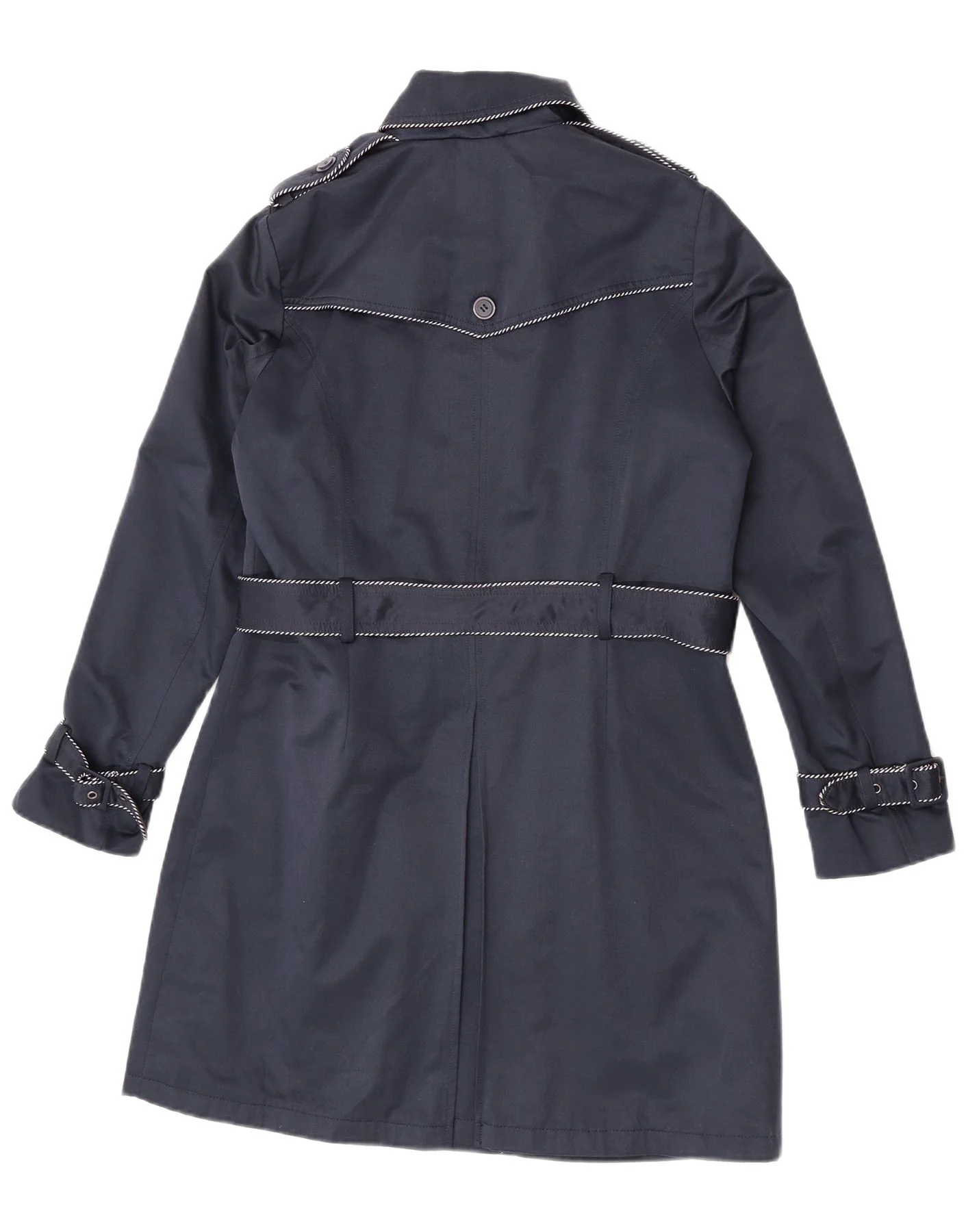 Laura Ashley Womens Double Breasted Trench Coat UK 12 Medium Navy Blue - Image 2