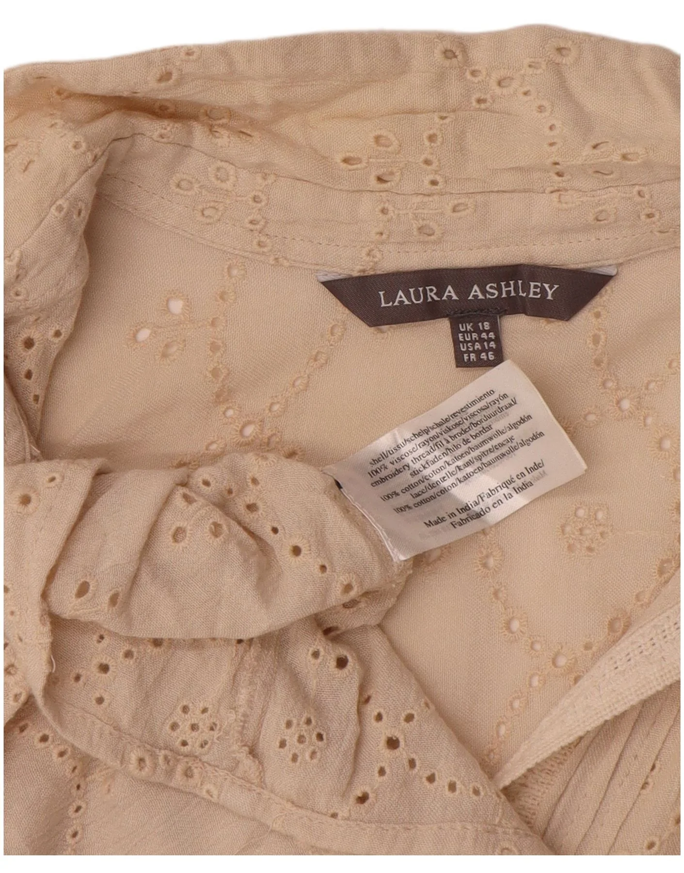 Laura Ashley Womens Sleeveless Blouse Top UK 18 XL Beige Viscose - Image 3