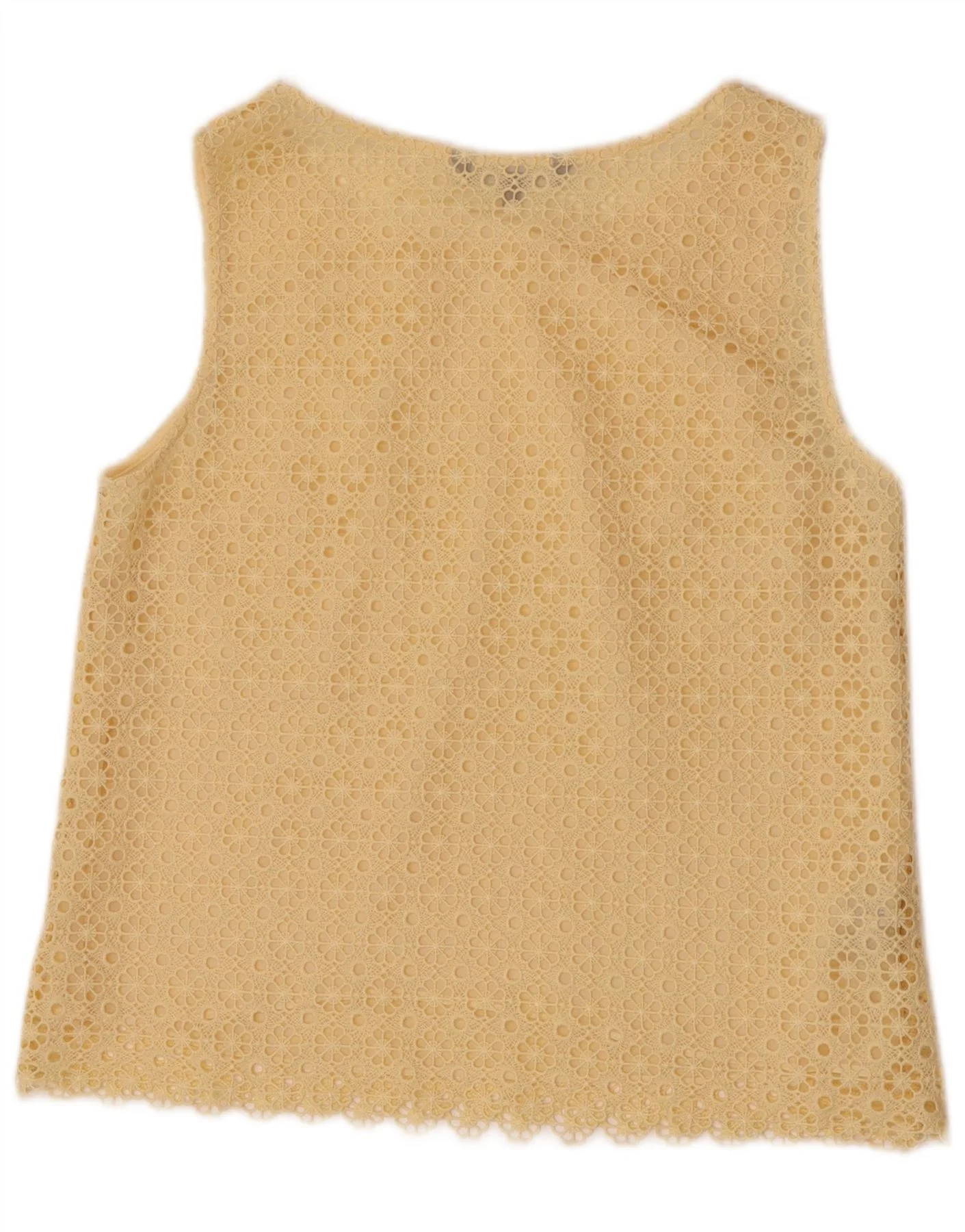 Laura Ashley Womens Sleeveless Lace Blouse Top UK 12 Medium Yellow Floral - Image 2
