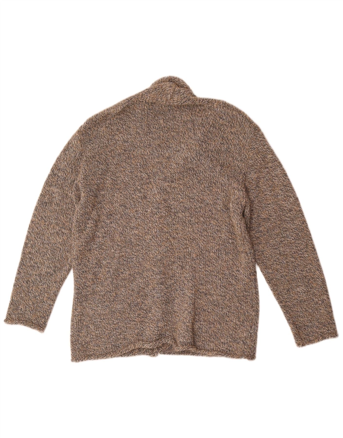 Laura Patrizia Mens Cardigan Sweater Medium Brown Flecked Wool - Image 2