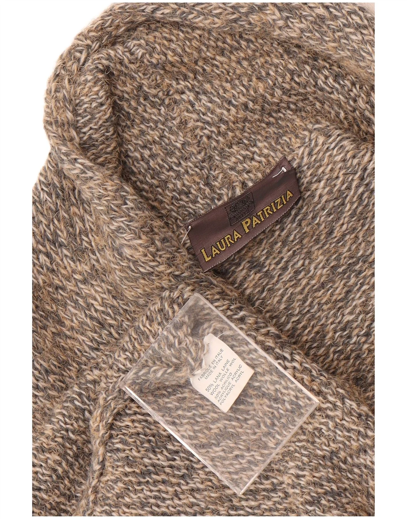 Laura Patrizia Mens Cardigan Sweater Medium Brown Flecked Wool - Image 3