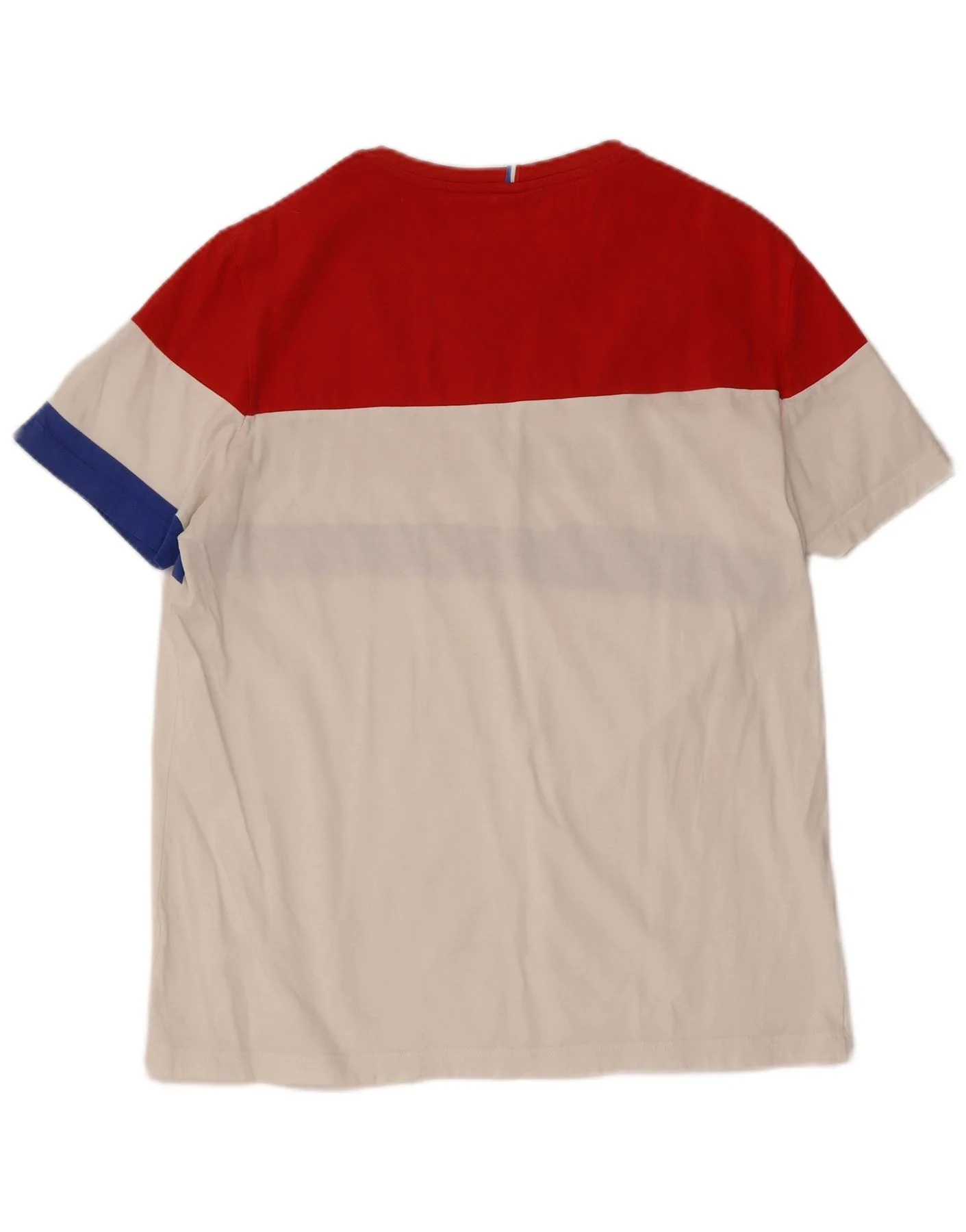 Le Coq Sportif Mens Graphic T-Shirt Top Large White Colourblock - Image 2