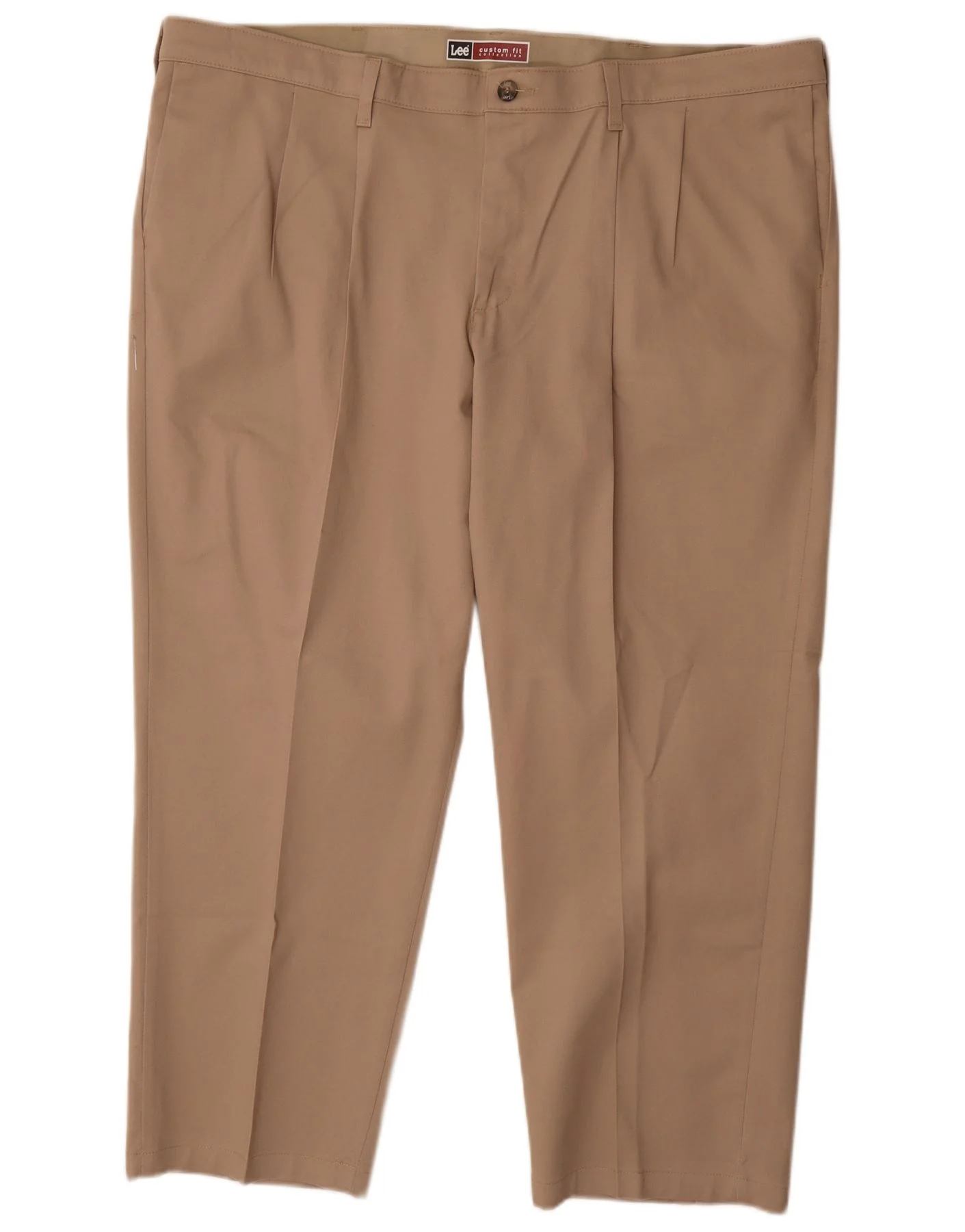 Lee Mens Custom Fit Pegged Chino Trousers W46 L28 Beige Cotton