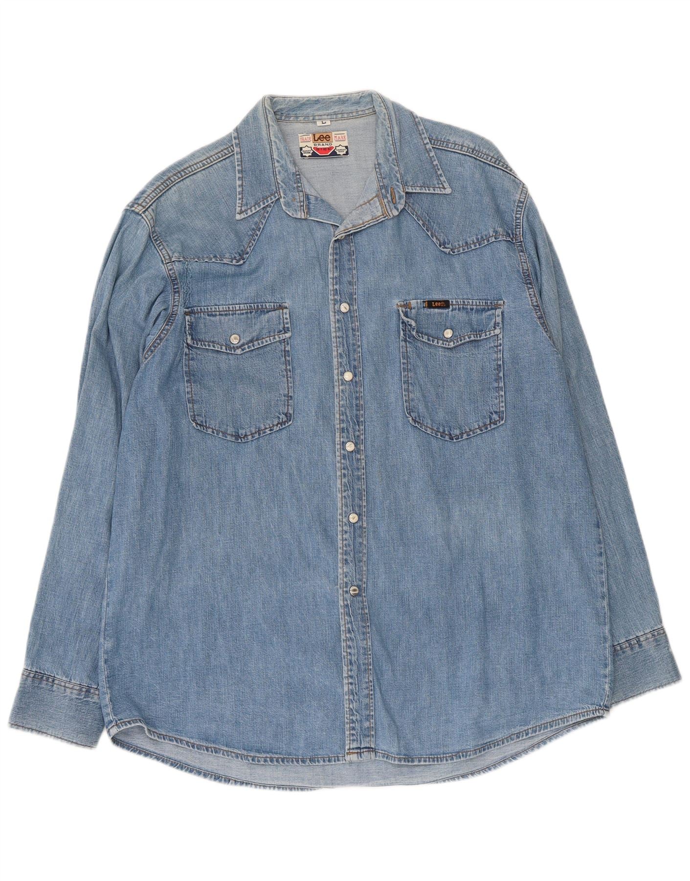 Lee Mens Denim Shirt Large Blue Cotton