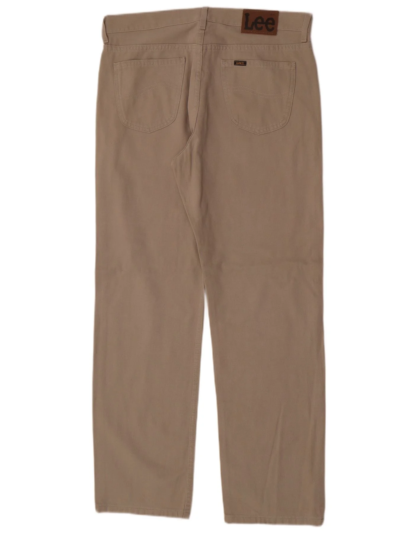 Lee Mens Portland Straight Casual Trousers W36 L32 Beige Cotton - Image 2