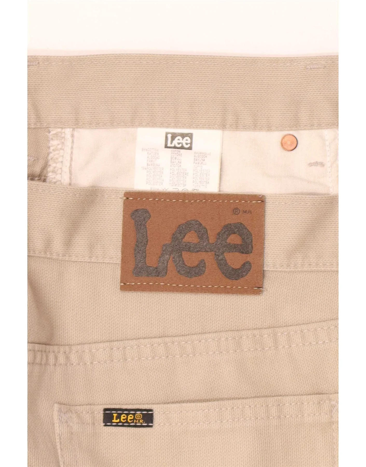 Lee Mens Portland Straight Casual Trousers W36 L32 Beige Cotton - Image 3