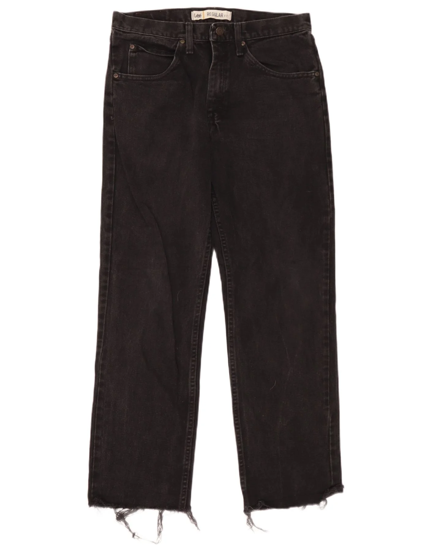 Lee Mens Regular Fit Straight Jeans W32 L30 Black Cotton