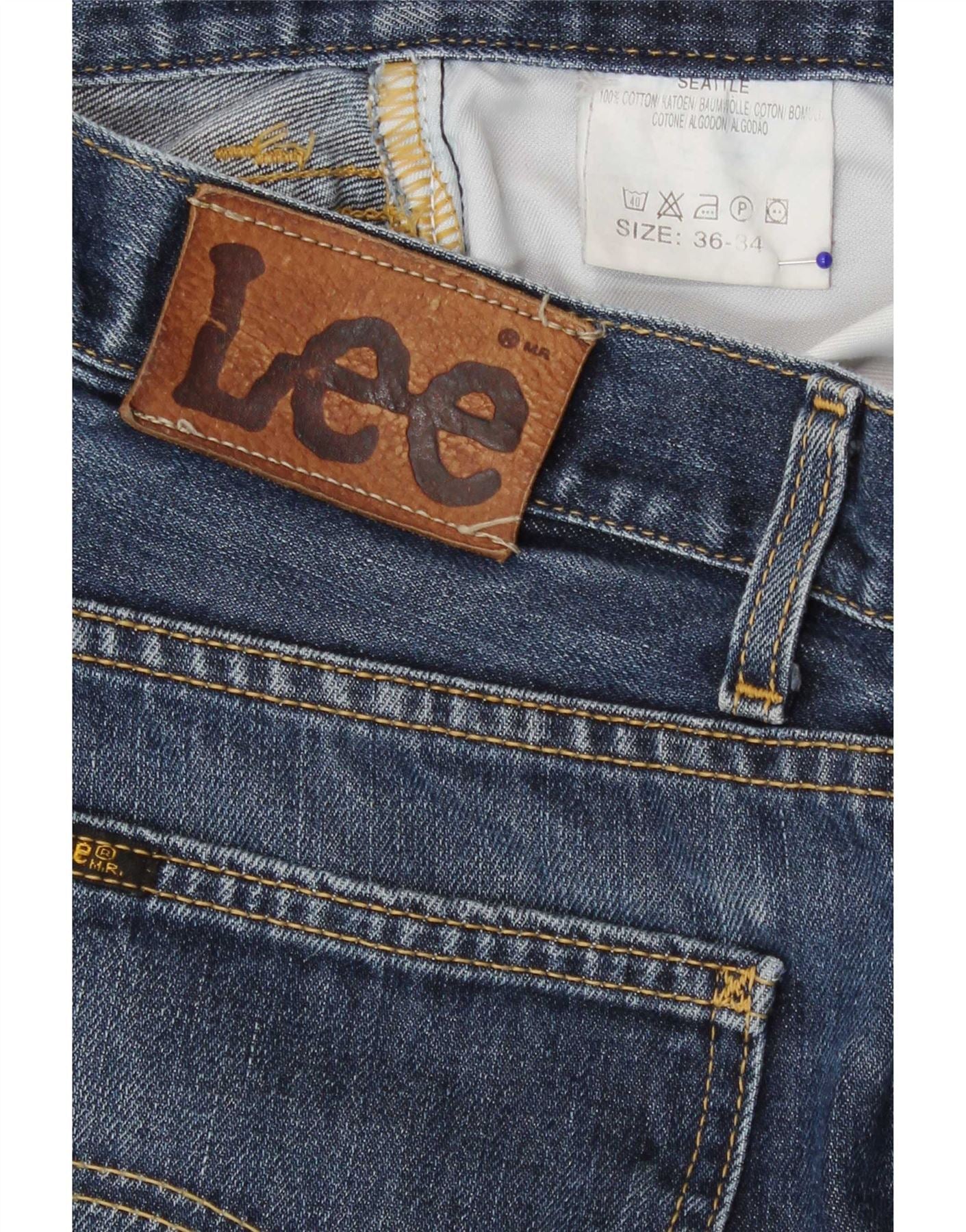 Lee Mens Regular Straight Jeans W36 L34 Blue Cotton - Image 3