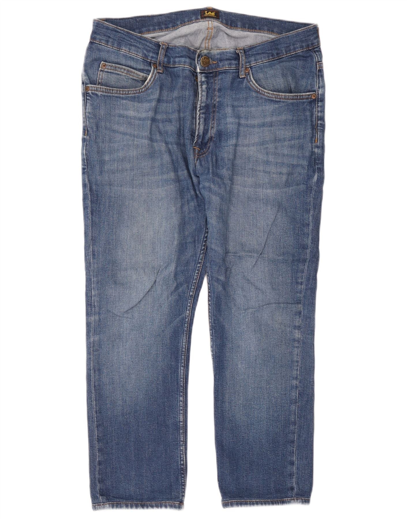 Lee Mens Rider Cropped Jeans W33 L24 Blue Cotton