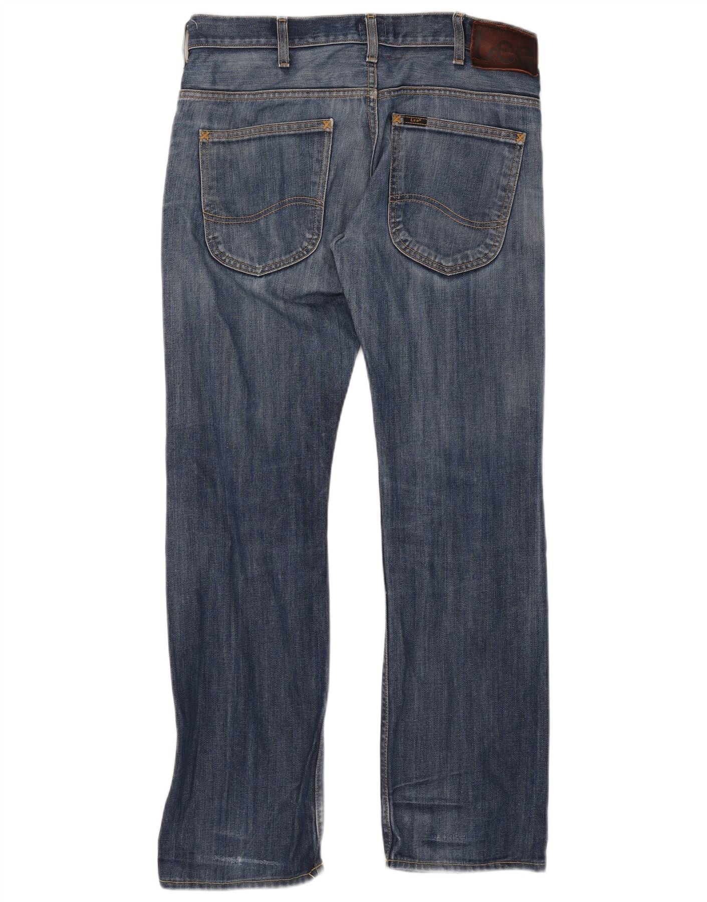 Lee Mens Zed Distressed Straight Jeans W32 L32 Blue Cotton - Image 2