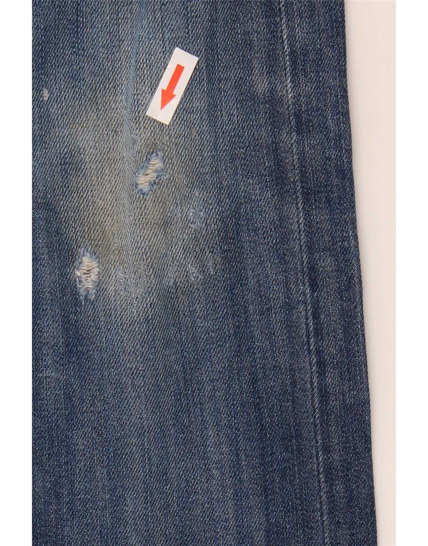 Lee Mens Zed Distressed Straight Jeans W32 L32 Blue Cotton - Image 3