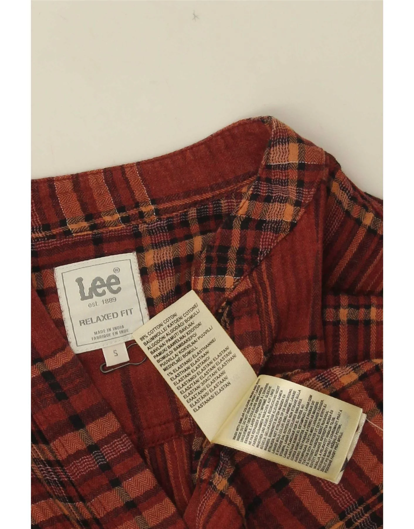 Lee Womens 3/4 Sleeve Relaxed Fit Blouse Top UK 10 Small Maroon Plaid - Image 3