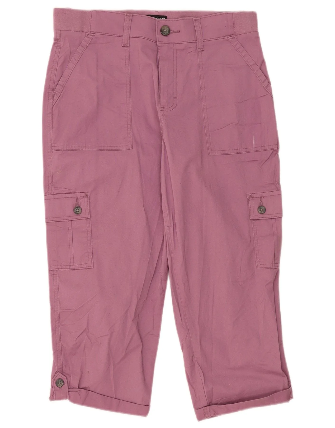 Lee Womens Capri Relaxed Fit Cargo Trousers US 8 Medium W32 L21 Pink Cotton