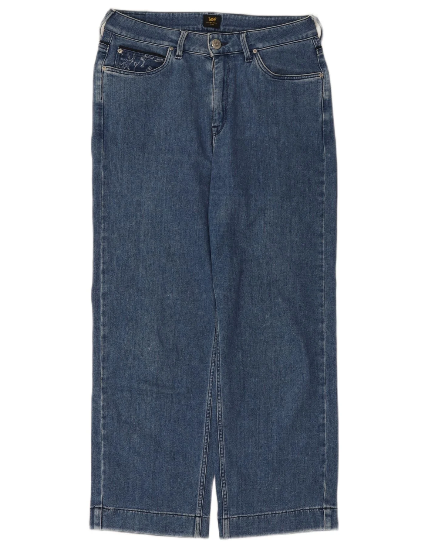Lee Womens High Waist Wide Leg Jeans W29 L26 Blue Cotton