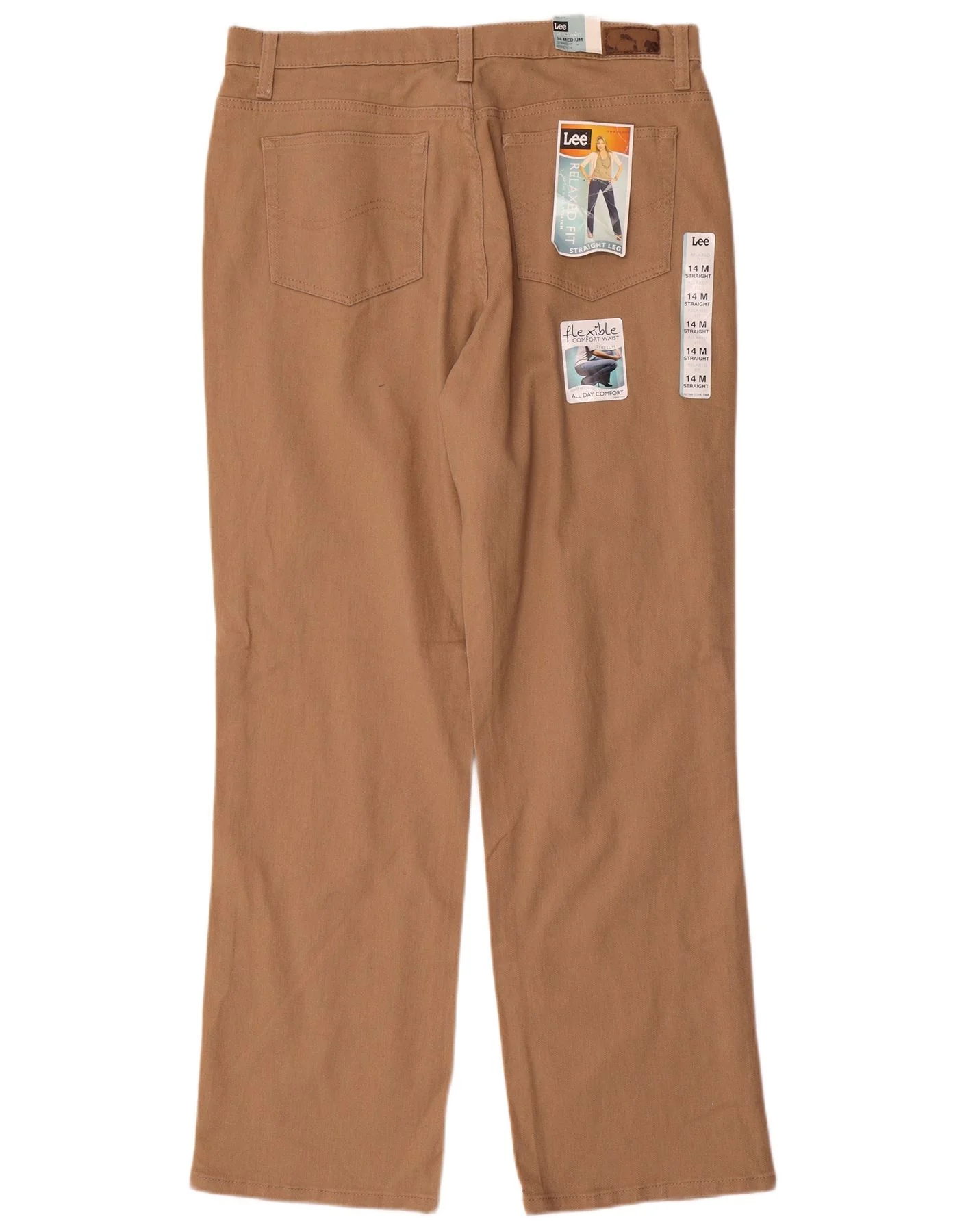 Lee Womens Relaxed Fit Casual Trousers US 14 XL W34 L32 Brown Cotton - Image 2