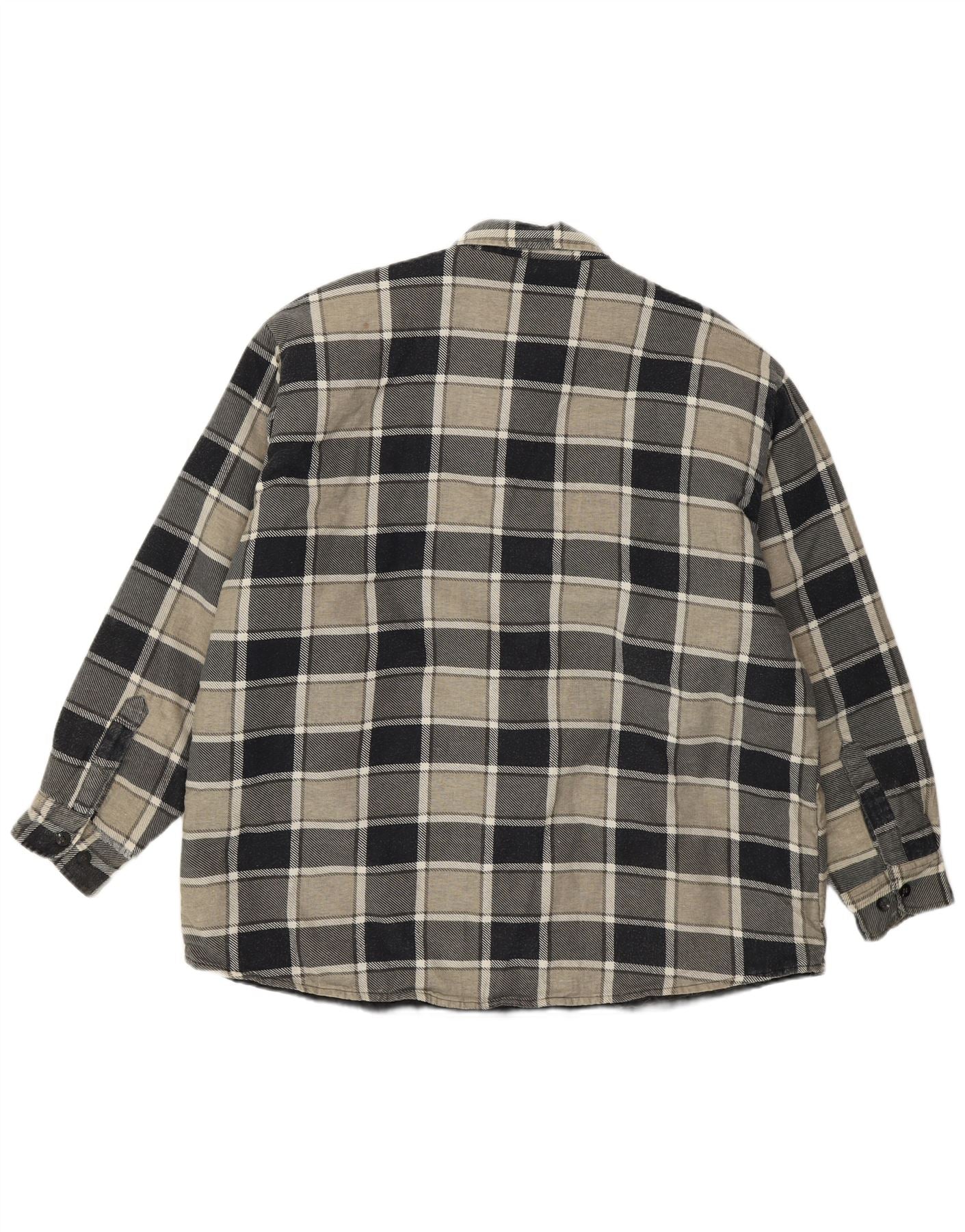 LEEDS Mens Lumberjack Flannel Shirt Size 43/44 XL Grey Plaid Cotton - Image 2