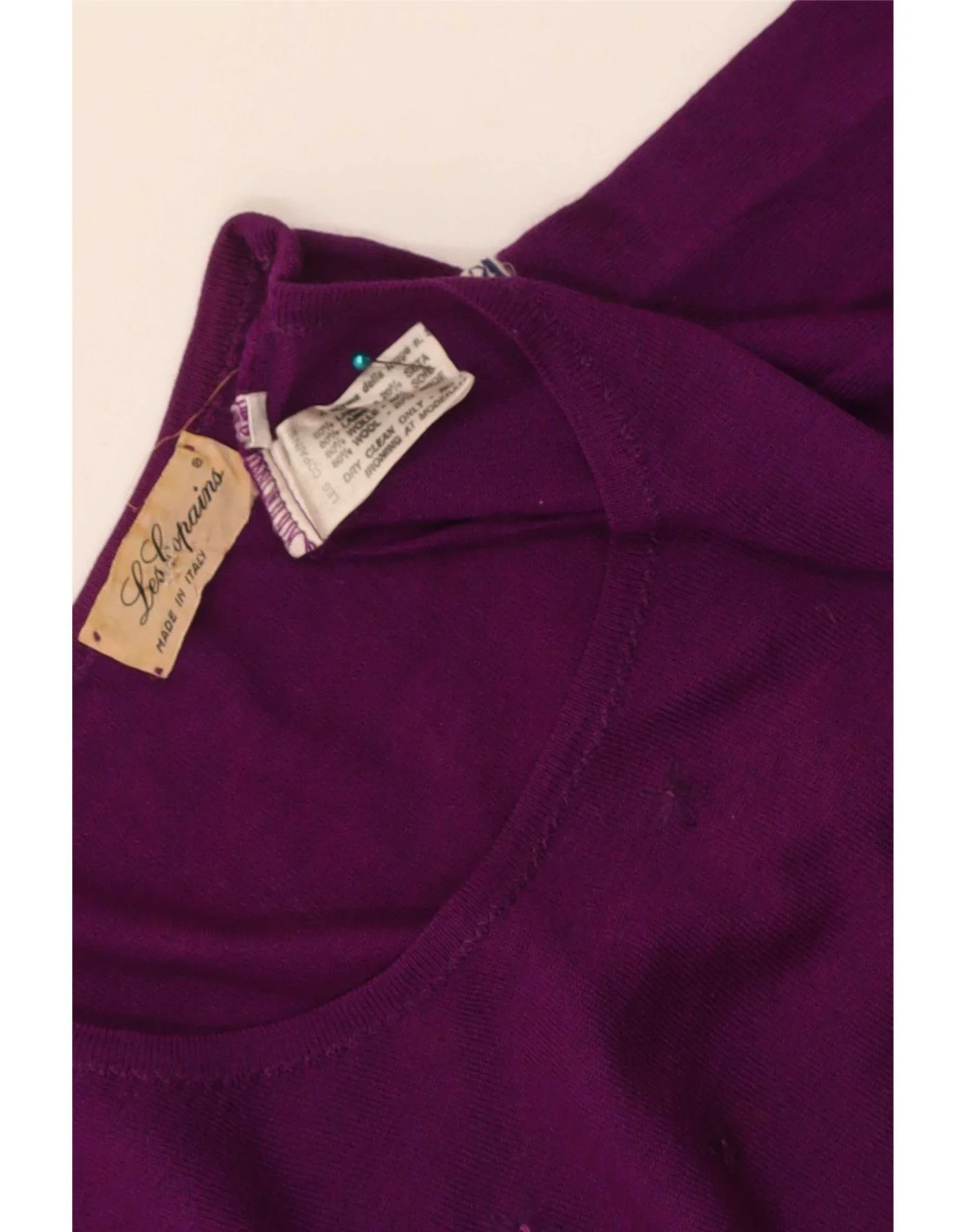 Les Copains Womens Boat Neck Jumper Sweater UK 12 Medium Purple Floral Wool - Image 3