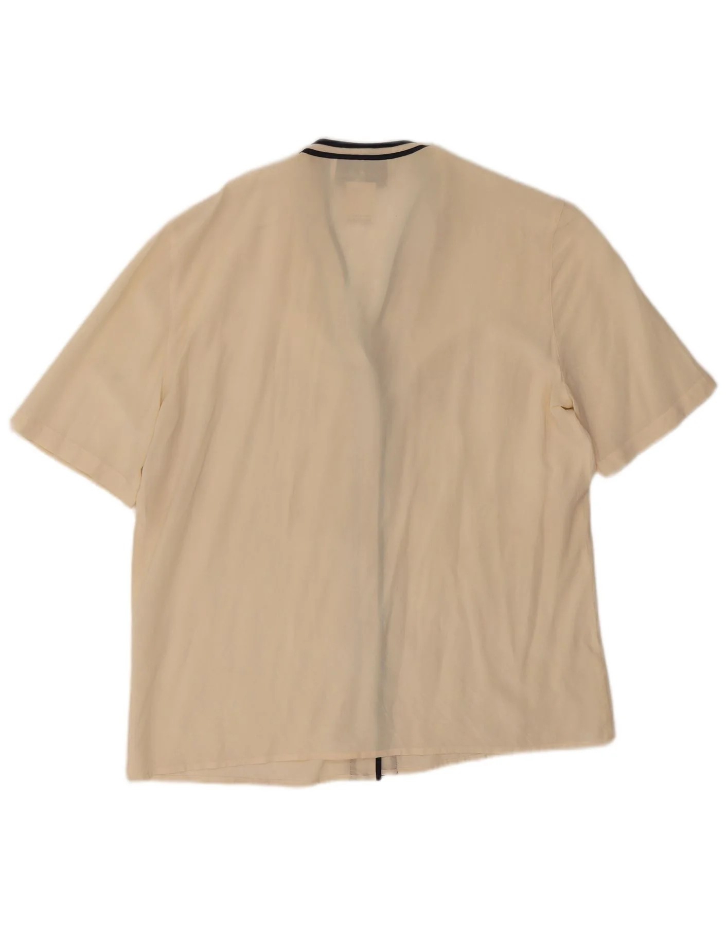Les Copains Womens Short Sleeve Shirt Blouse IT 48 XL Off White Striped - Image 2