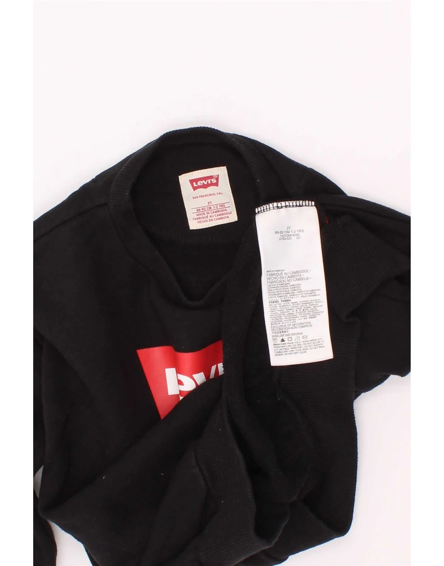 Levi's Baby Boys Graphic Sweatshirt Jumper 18-24 Months Black Cotton - Image 3