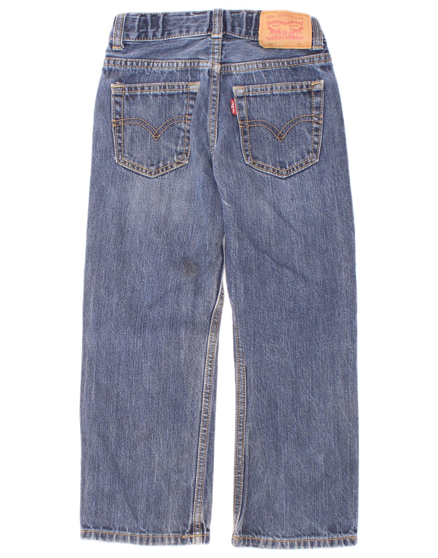 Levi's Boys 505 Regular Fit Straight Jeans 5-6 Years W22 L20 Blue Cotton - Image 2