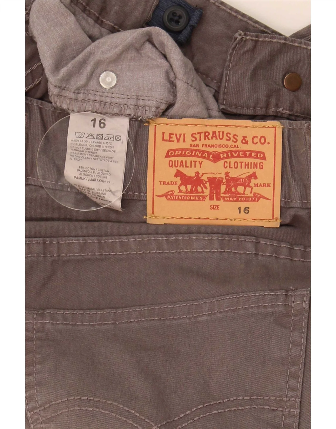 Levi's Boys Cargo Bermuda Shorts 15-16 Years W28 Grey Cotton - Image 3