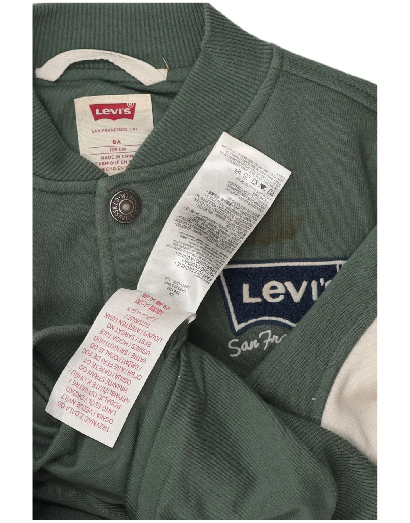 Levi's Boys Graphic Varsity Jacket 7-8 Years Green Colourblock Cotton - Image 4
