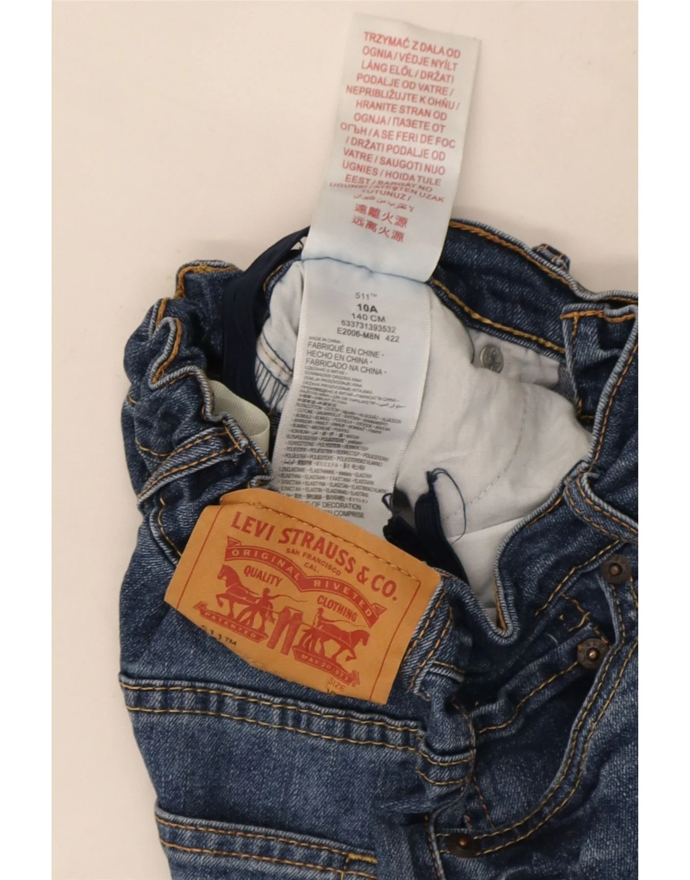 Levi's Girls 511 Slim Jeans 9-10 Years W22 L27 Blue Cotton - Image 3