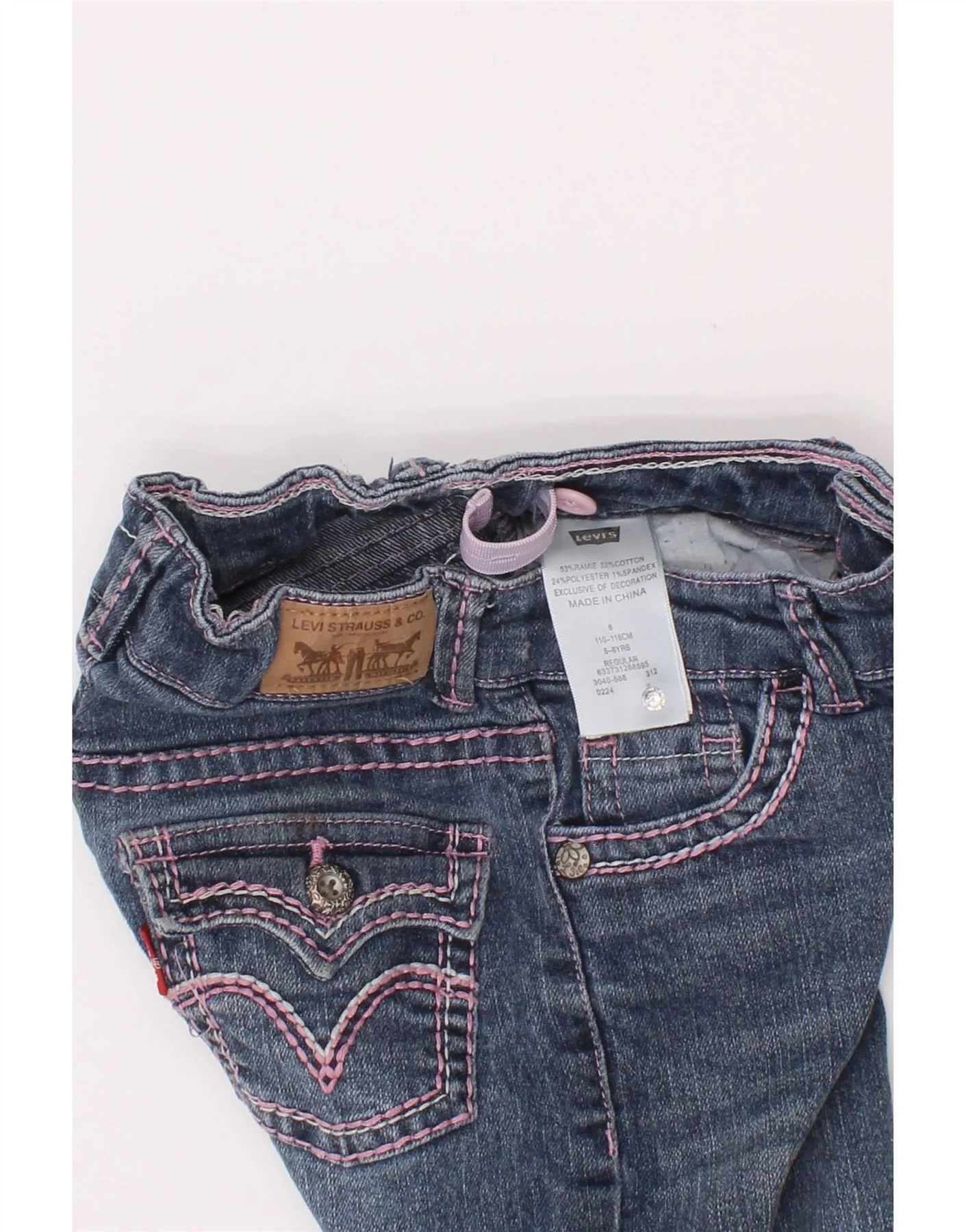 Levi's Girls Bootcut Jeans 5-6 Years W20 L19 Blue Ramie - Image 3