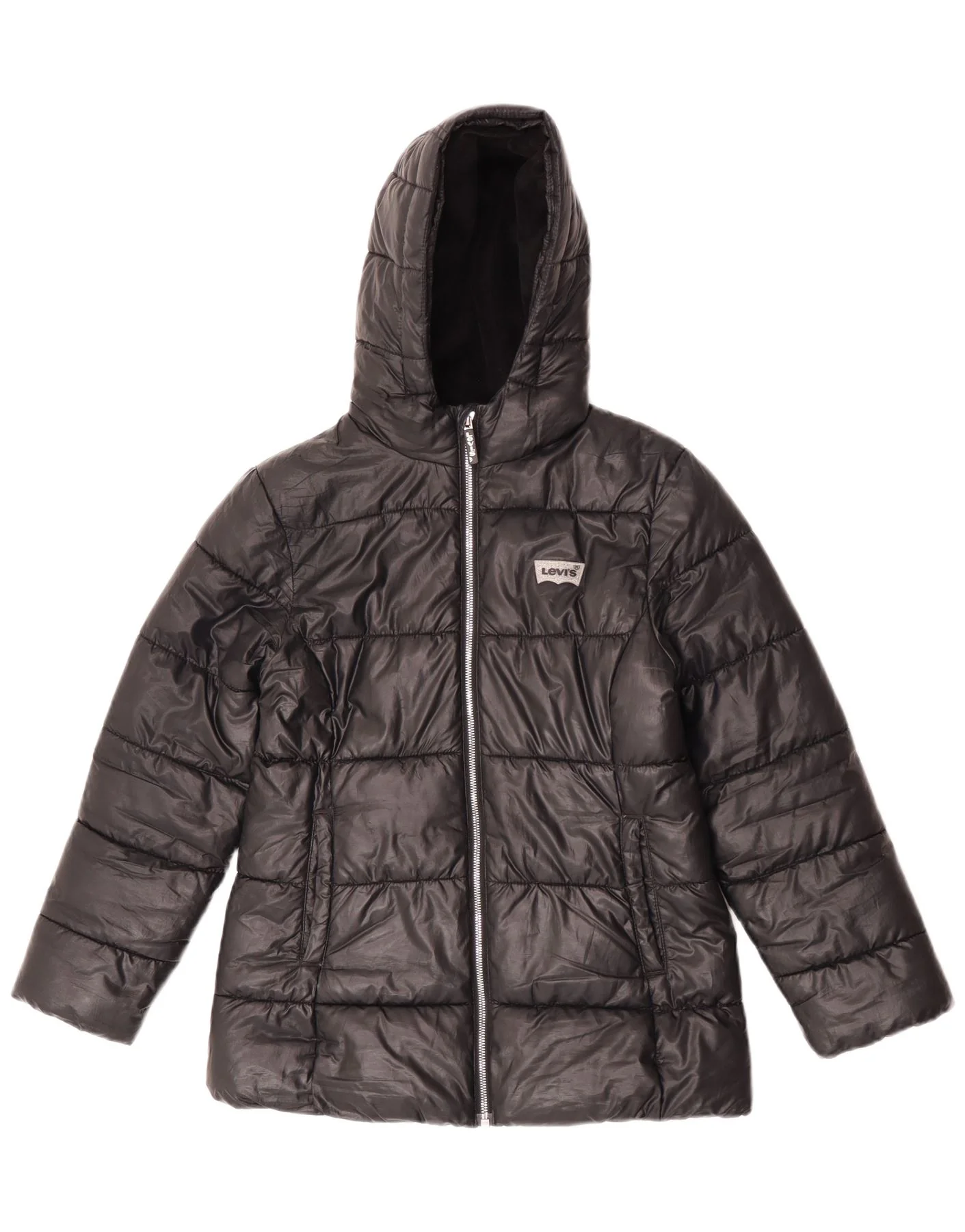 Levi's Girls Hooded Padded Jacket 9-10 Years Black Polyester