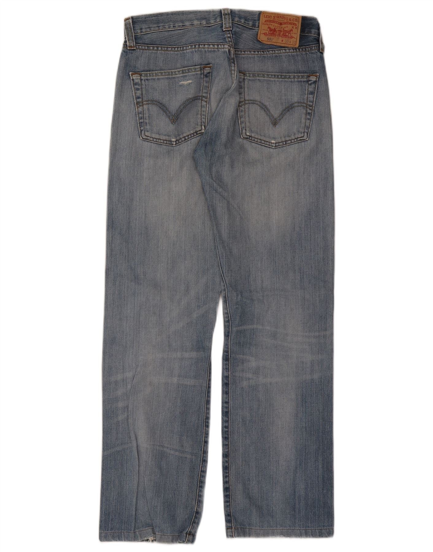 Levi's Mens 501 Distressed Straight Jeans W30 L29 Blue Cotton - Image 2