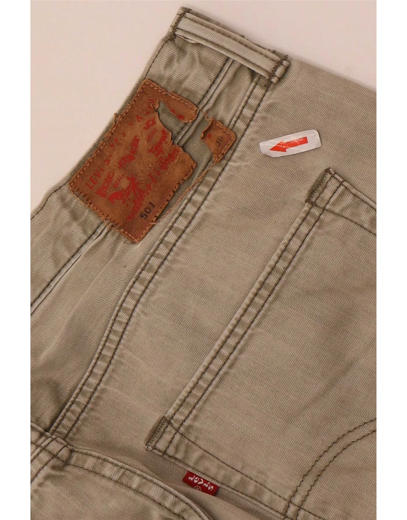 Levi's Mens 501 Straight Casual Trousers W36 L30 Khaki Cotton - Image 3