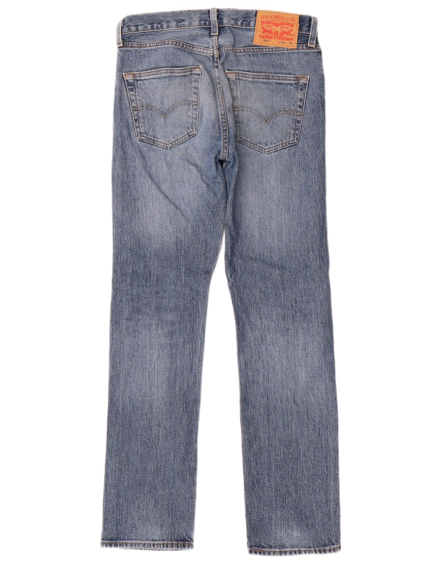 Levi's Mens 501 Straight Jeans W28 L30 Blue Cotton - Image 2