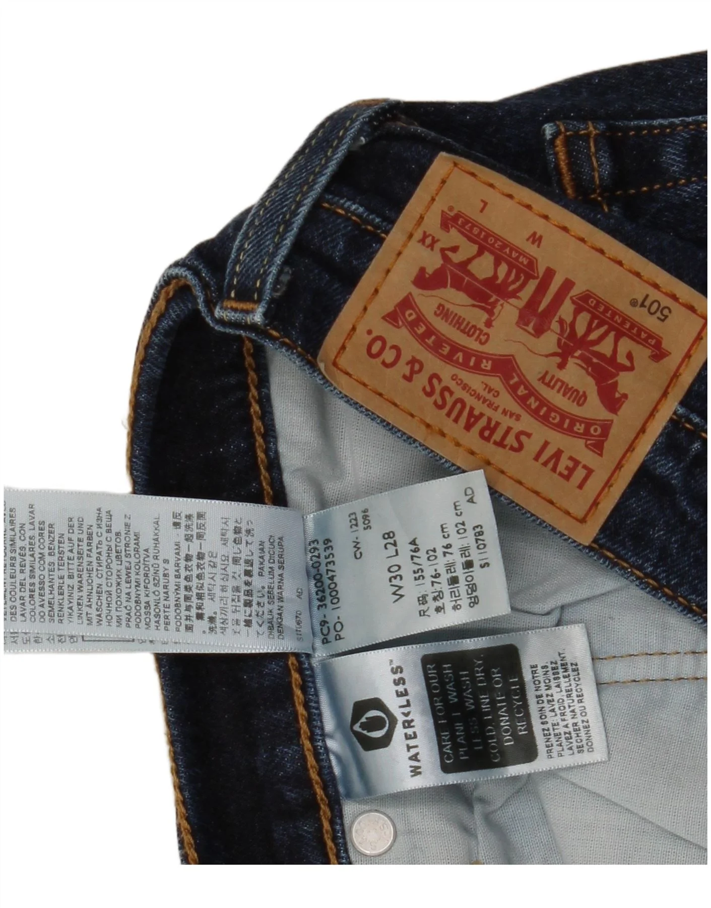 Levi's Mens 501 Straight Jeans W30 L28 Navy Blue Cotton - Image 3