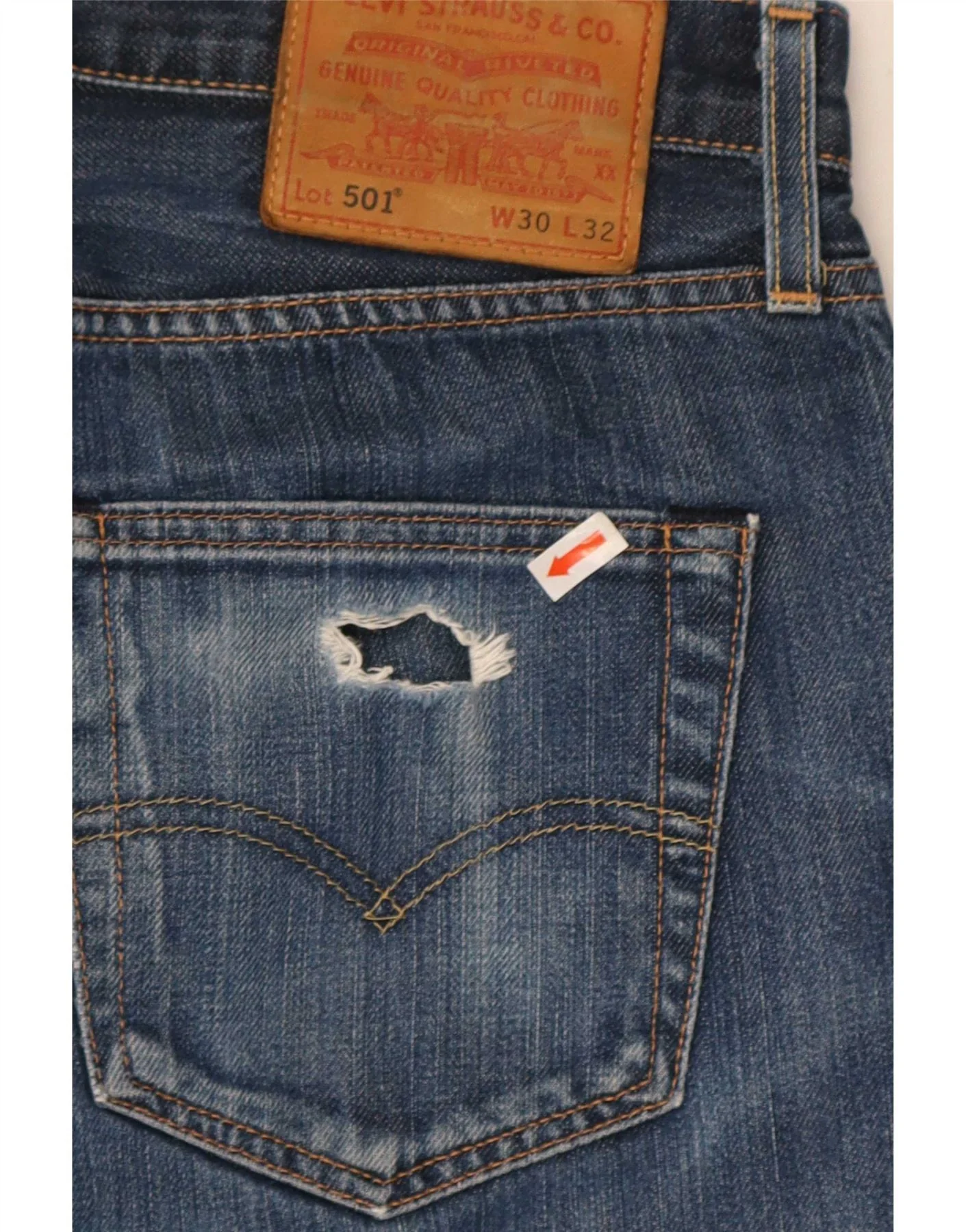 Levi's Mens 501 Straight Jeans W30 L32 Blue Cotton - Image 3