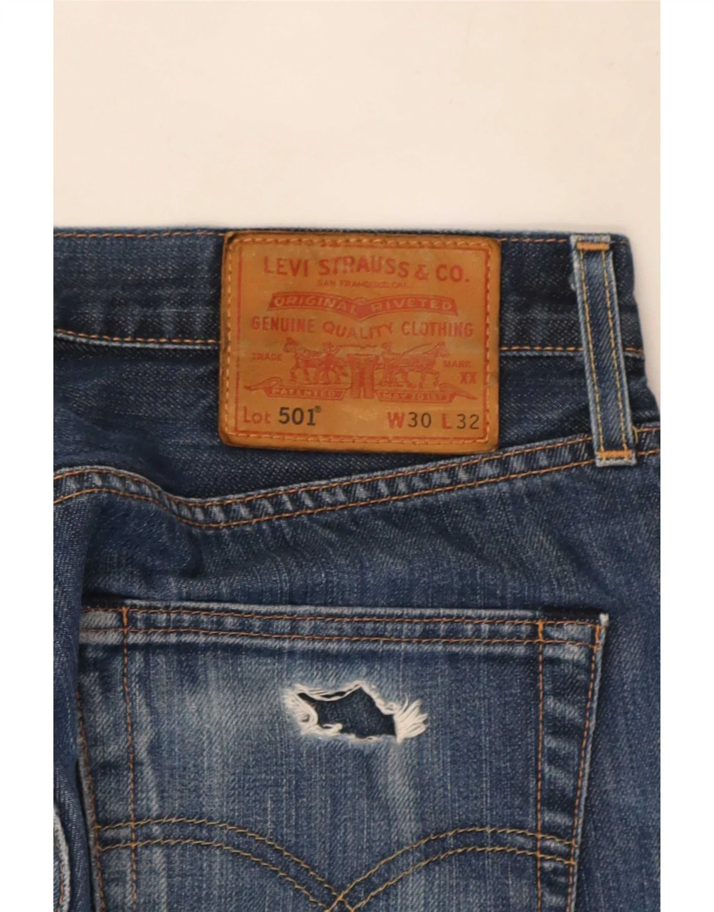 Levi's Mens 501 Straight Jeans W30 L32 Blue Cotton - Image 5