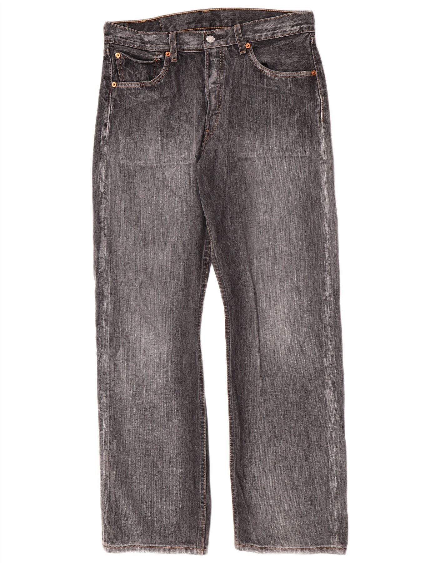 Levi's Mens 501 Straight Jeans W32 L30 Grey Cotton