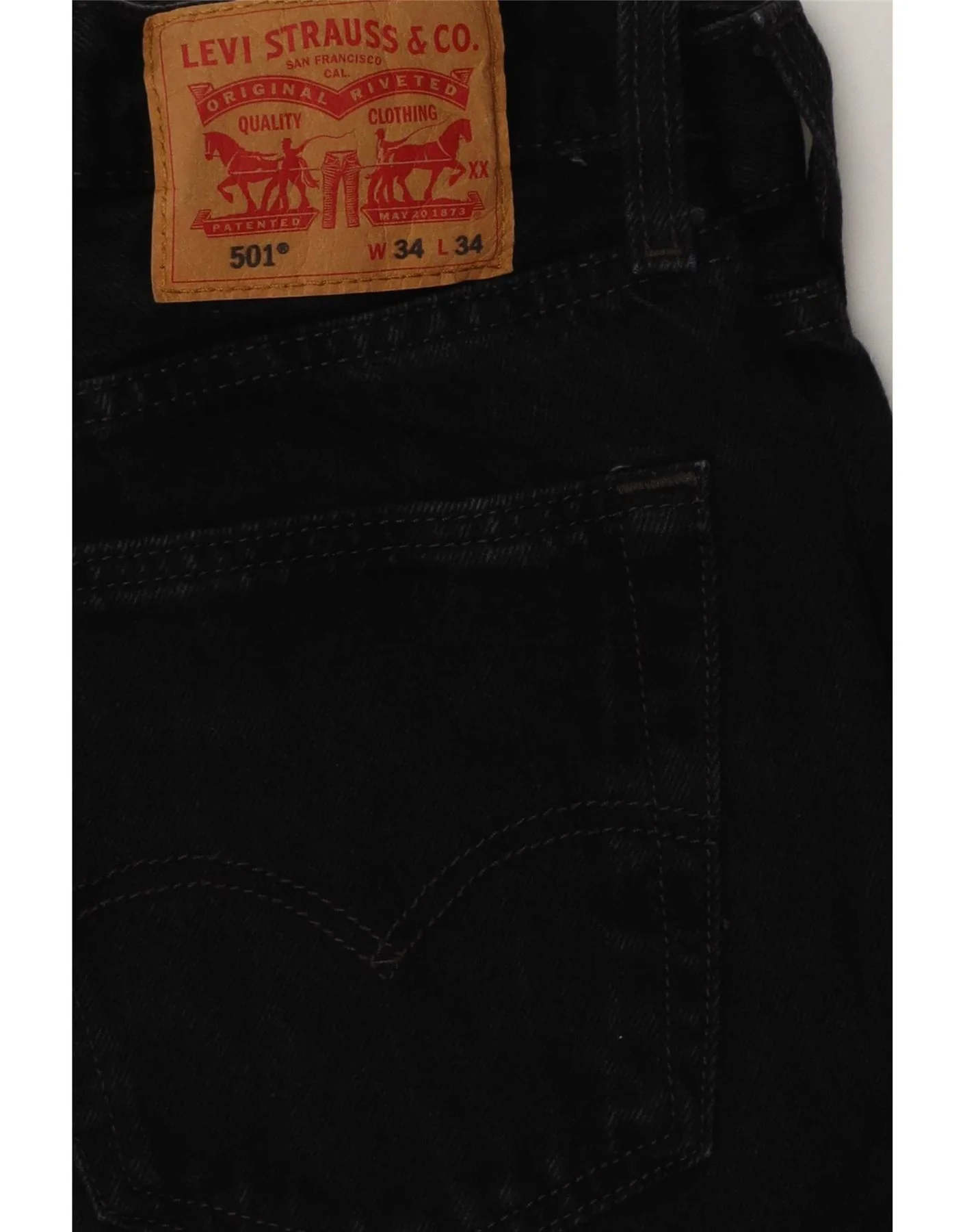 Levi's Mens 501 Straight Jeans W34 L34 Black Cotton - Image 3