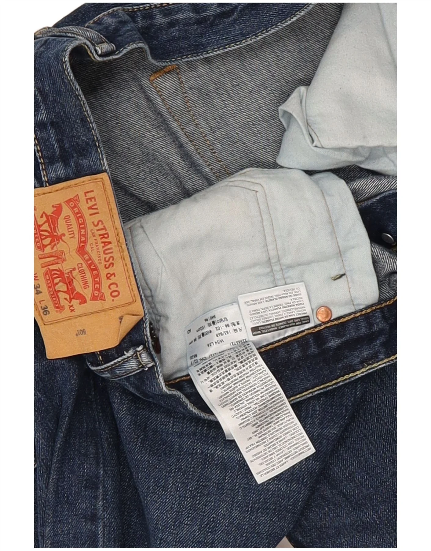 Levi's Mens 501 Straight Jeans W34 L36 Blue Cotton - Image 4