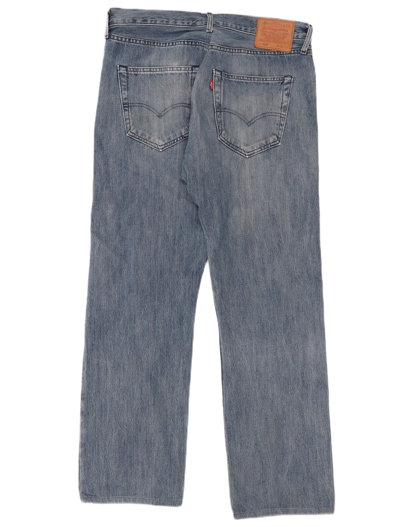 Levi's Mens 501 Straight Jeans W36 L32 Blue Cotton - Image 2