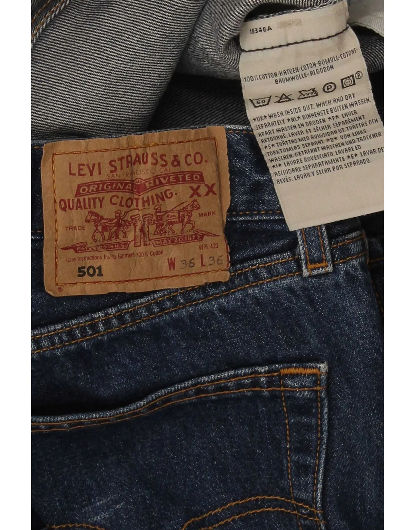 Levi's Mens 501 Straight Jeans W36 L32 Blue Cotton - Image 3