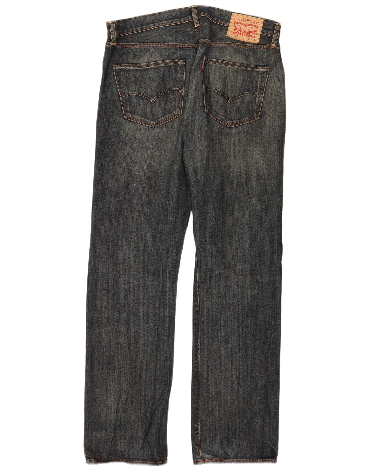 Levi's Mens 501 Straight Jeans W36 L34 Blue Cotton - Image 2