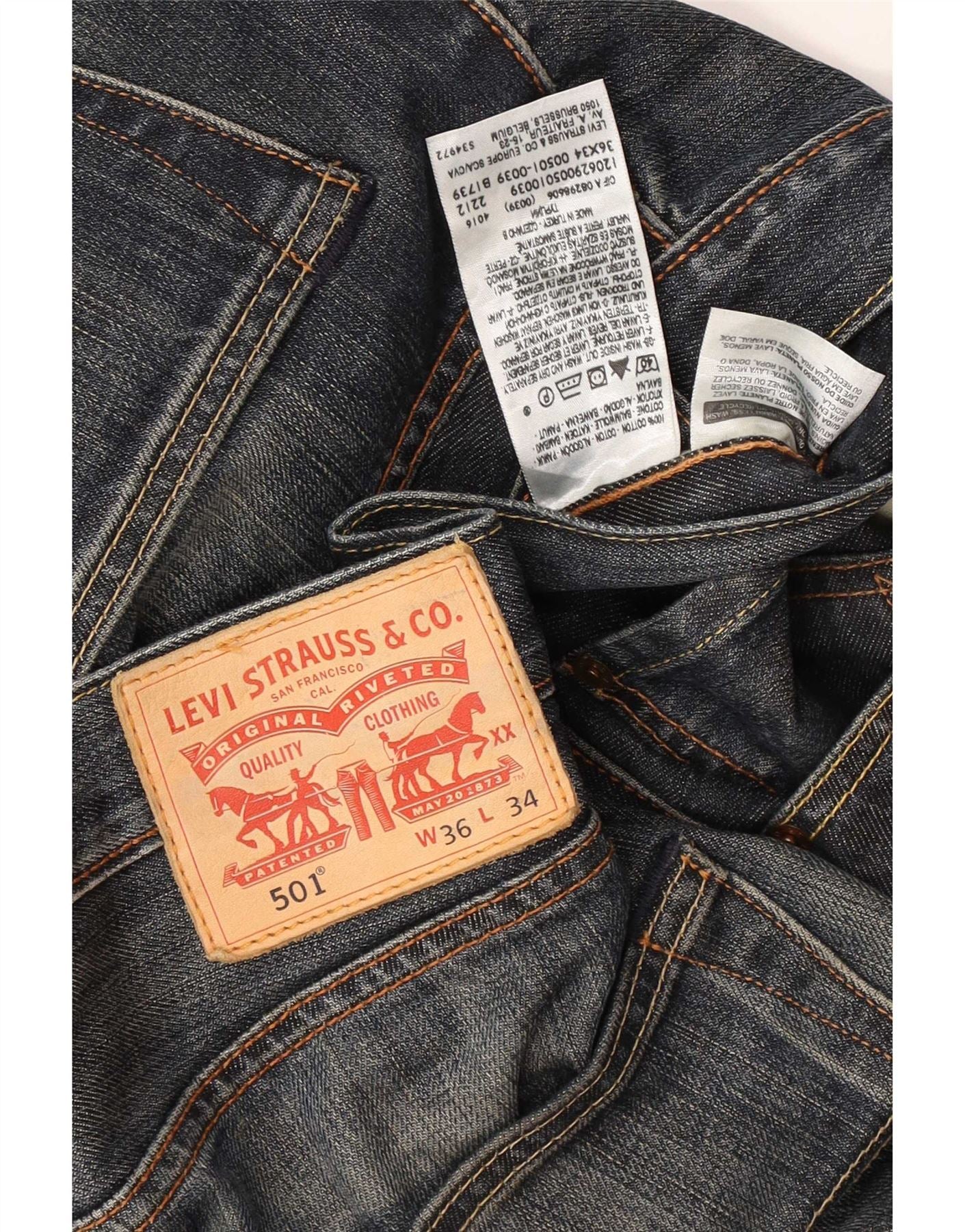 Levi's Mens 501 Straight Jeans W36 L34 Blue Cotton - Image 4