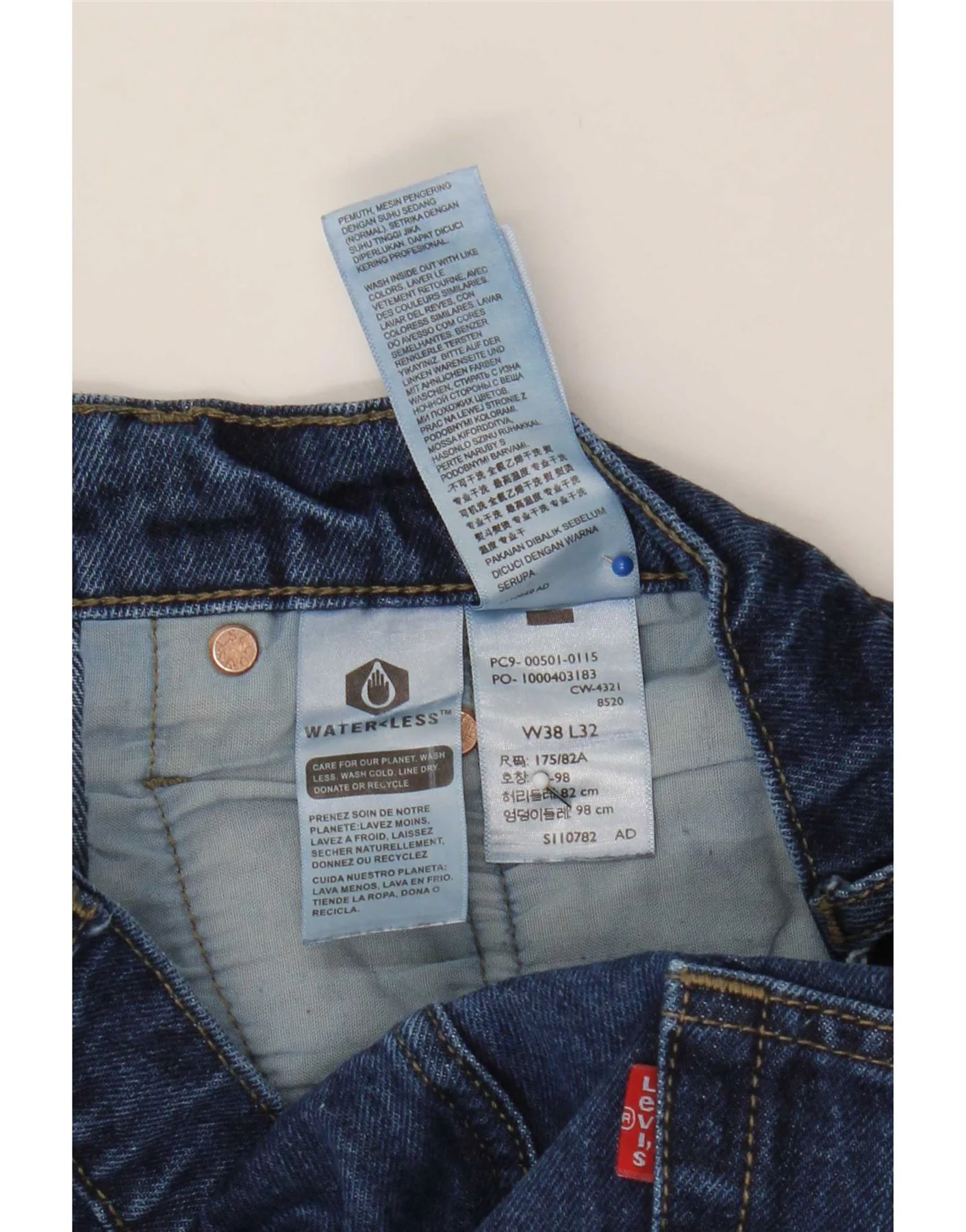 Levi's Mens 501 Straight Jeans W38 L26 Navy Blue Cotton - Image 4